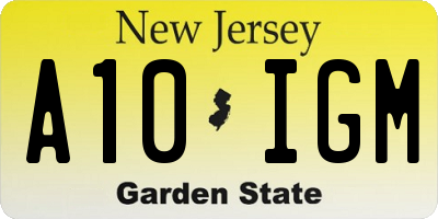 NJ license plate A10IGM