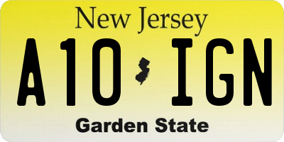 NJ license plate A10IGN