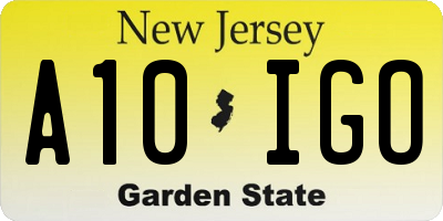 NJ license plate A10IGO