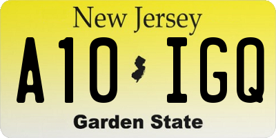 NJ license plate A10IGQ