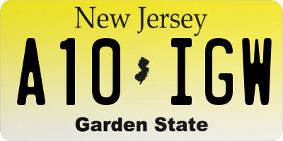 NJ license plate A10IGW