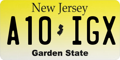 NJ license plate A10IGX