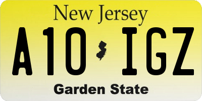 NJ license plate A10IGZ