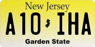 NJ license plate A10IHA