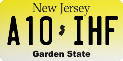 NJ license plate A10IHF