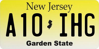 NJ license plate A10IHG