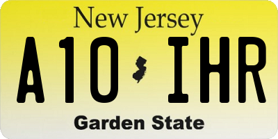 NJ license plate A10IHR