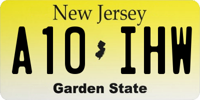 NJ license plate A10IHW