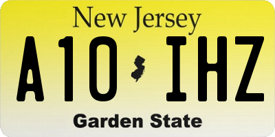 NJ license plate A10IHZ