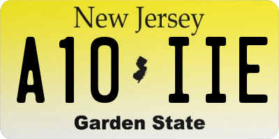 NJ license plate A10IIE