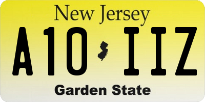 NJ license plate A10IIZ