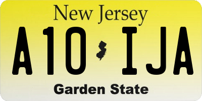 NJ license plate A10IJA