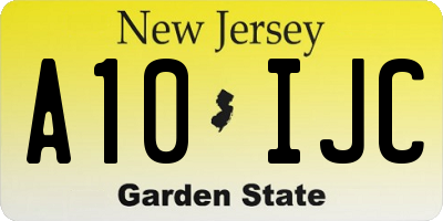 NJ license plate A10IJC