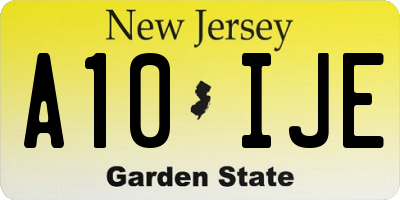 NJ license plate A10IJE