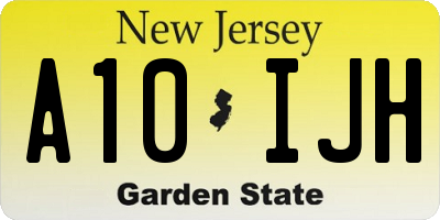 NJ license plate A10IJH