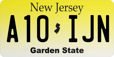 NJ license plate A10IJN