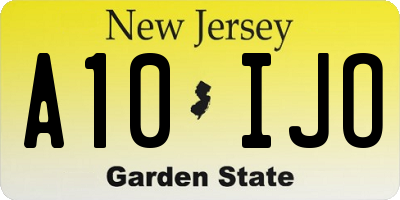 NJ license plate A10IJO