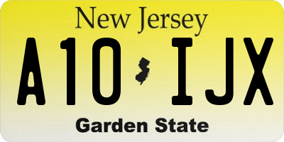 NJ license plate A10IJX