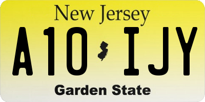 NJ license plate A10IJY