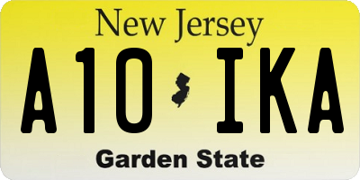 NJ license plate A10IKA