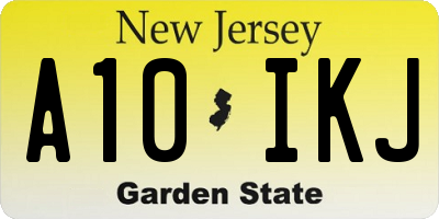 NJ license plate A10IKJ