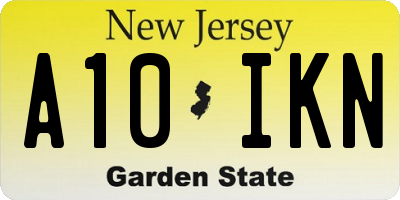 NJ license plate A10IKN