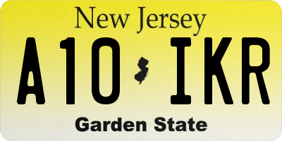 NJ license plate A10IKR