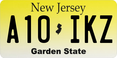 NJ license plate A10IKZ