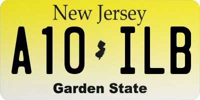 NJ license plate A10ILB