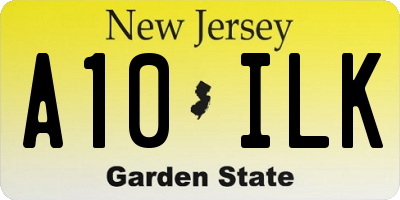 NJ license plate A10ILK