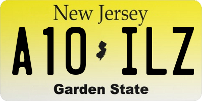 NJ license plate A10ILZ