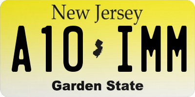 NJ license plate A10IMM