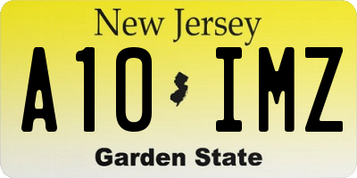 NJ license plate A10IMZ