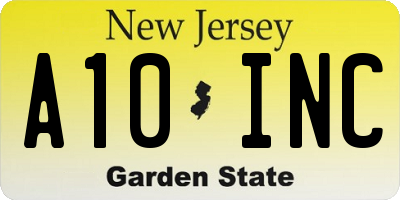 NJ license plate A10INC