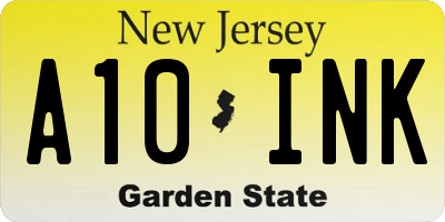NJ license plate A10INK