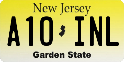 NJ license plate A10INL