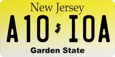 NJ license plate A10IOA