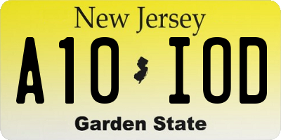 NJ license plate A10IOD