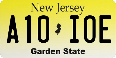 NJ license plate A10IOE