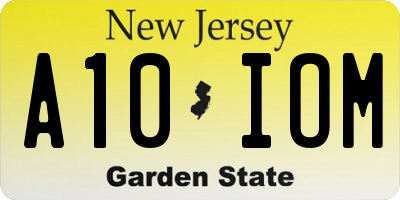 NJ license plate A10IOM