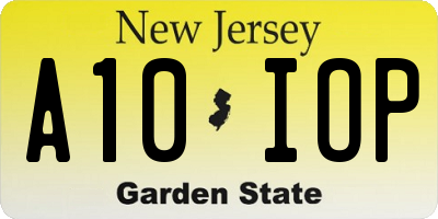 NJ license plate A10IOP