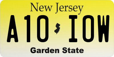 NJ license plate A10IOW