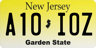 NJ license plate A10IOZ