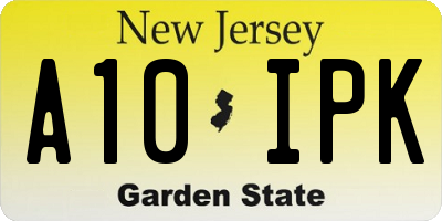 NJ license plate A10IPK