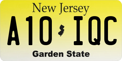 NJ license plate A10IQC