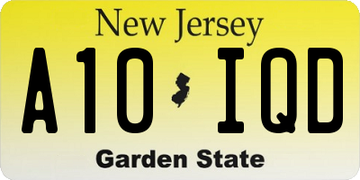 NJ license plate A10IQD