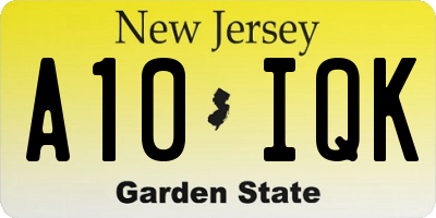 NJ license plate A10IQK