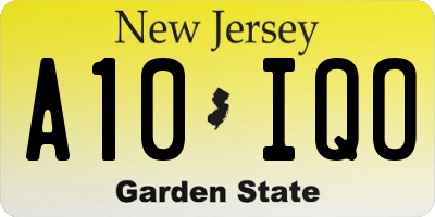 NJ license plate A10IQO