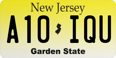 NJ license plate A10IQU