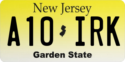 NJ license plate A10IRK